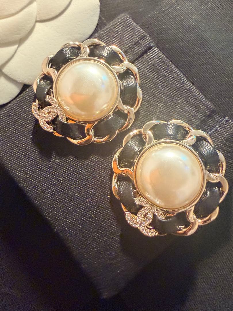 CHANEL パール チェーン ピアス　25K