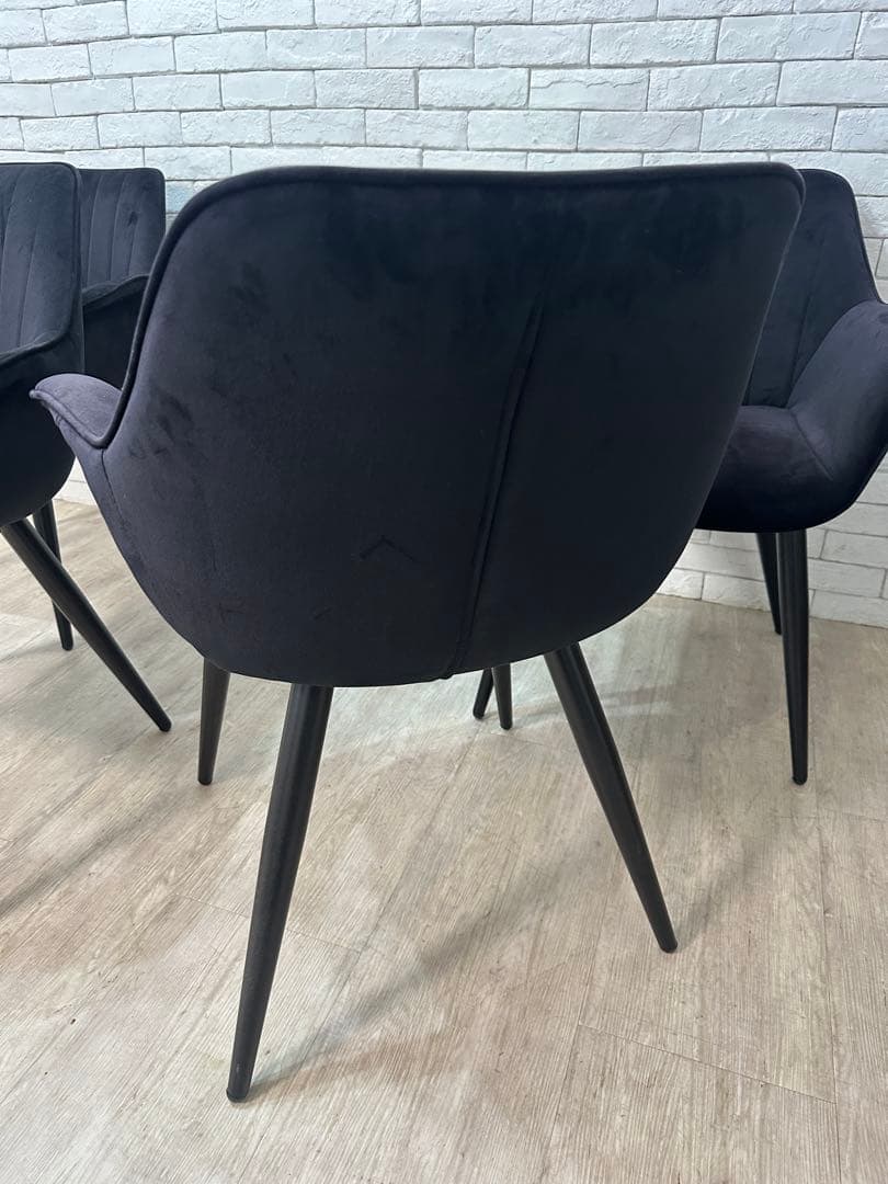 【M】定価7万　4脚セット　ベルベット　チェア　椅子　ダイニング