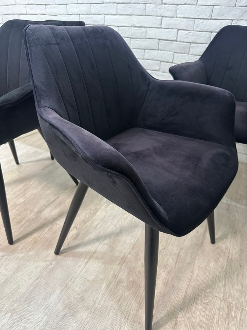 【M】定価7万　4脚セット　ベルベット　チェア　椅子　ダイニング