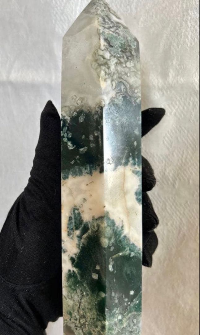 ◇特価◇モスアゲートのBIGタワー　天然石