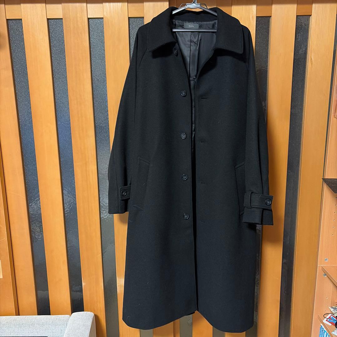 ブラック チェスターコート ウール混合