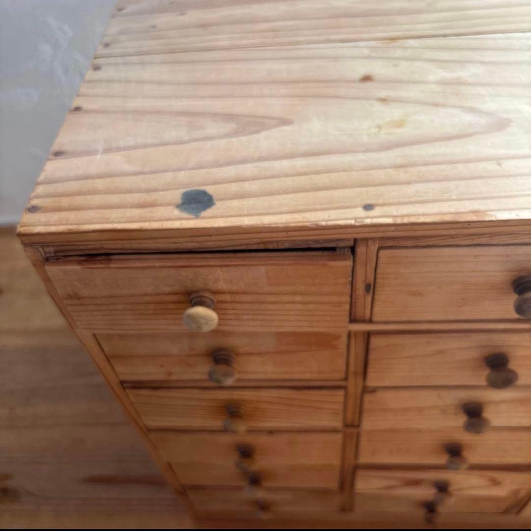 アンティーク　チェスト　整理木箱　引き出し　古家具　木製　マス目　小引き出し