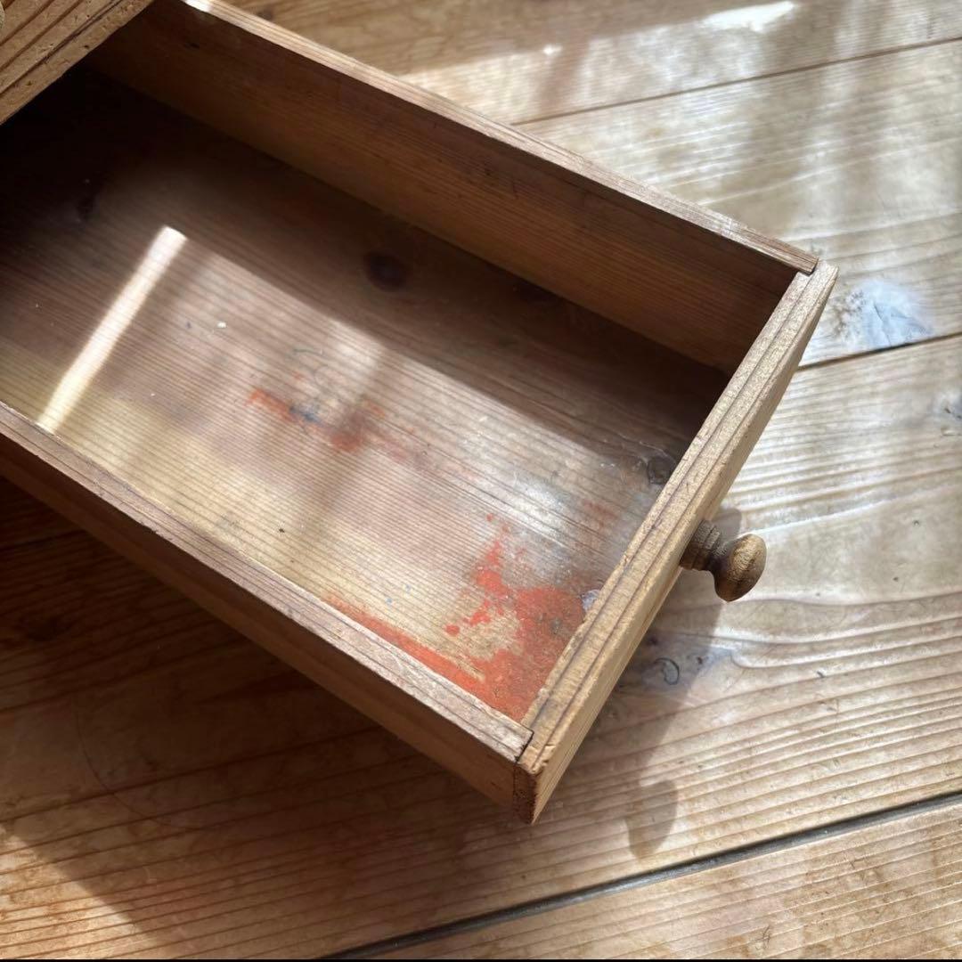 アンティーク　チェスト　整理木箱　引き出し　古家具　木製　マス目　小引き出し