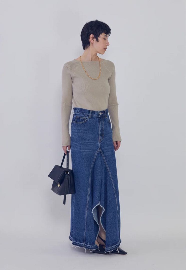 1er ヴィスコースストレッチリブニットプルオーバー