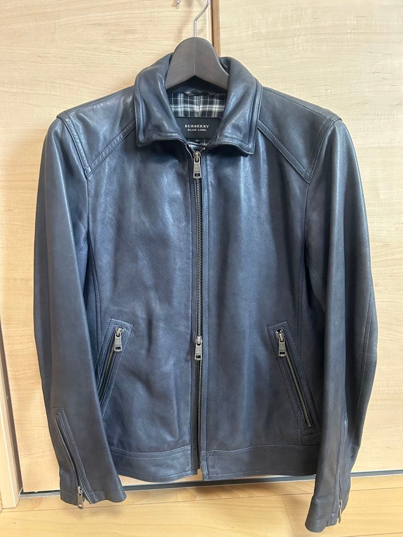 バーバリーブラックレーベル　 レザー シングルライダース　m 高級　ジャケット