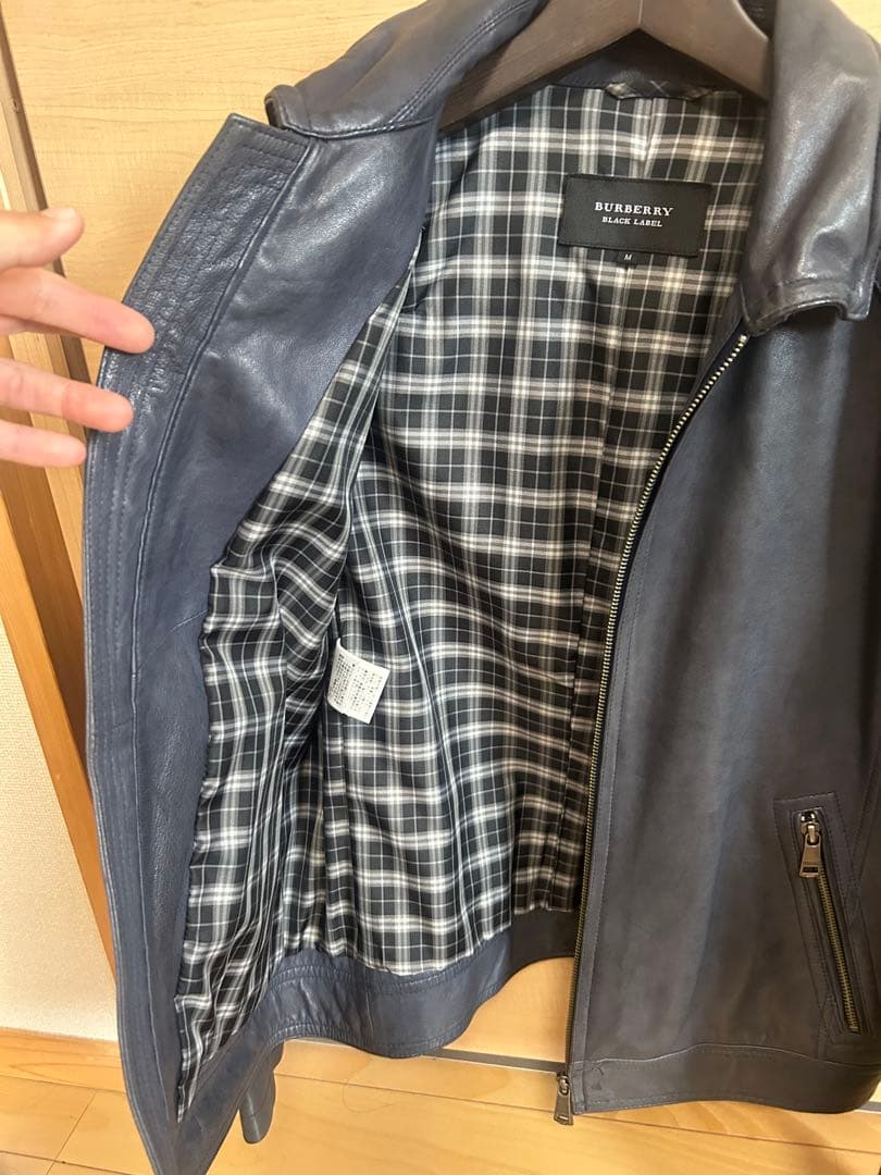 バーバリーブラックレーベル　 レザー シングルライダース　m 高級　ジャケット