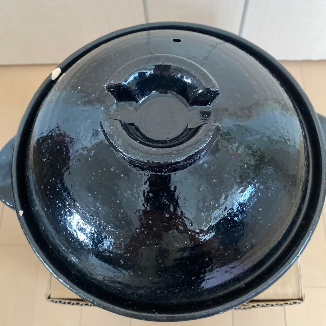 陶器製 土鍋 黒色 かまどさん長谷園三合炊き