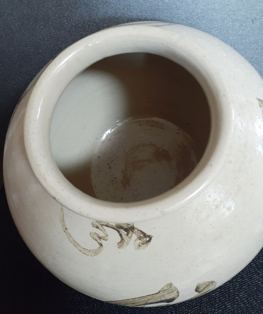 李氏朝鮮時代　韓国古美術　李朝古陶磁器　李朝　鉄砂　鉄絵　大壺　丸壺　酒会壺