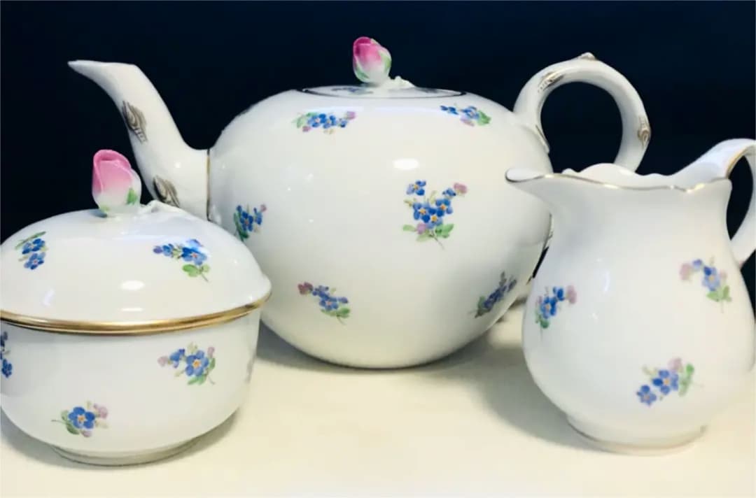 マイセン　忘れな草　小花散らし　ポットセット