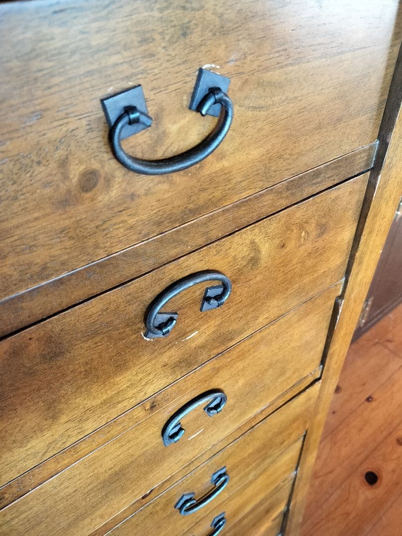 無垢材チェスト　アジアン　ヴィンテージ　7段引き出し