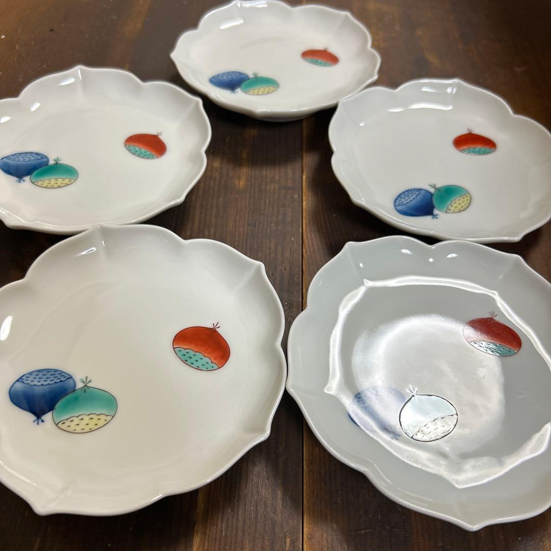 希少　レア　香蘭社　染付染錦栗　小皿５枚