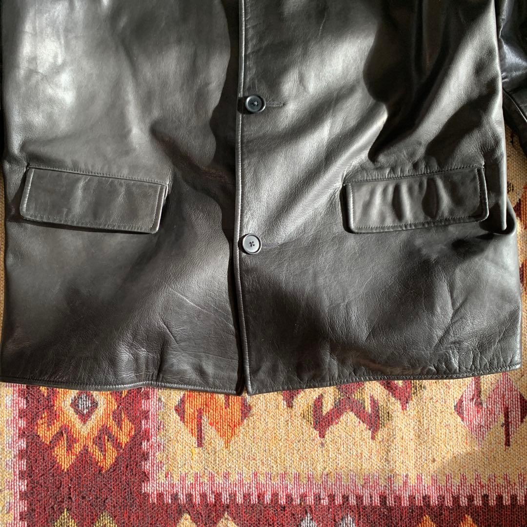 超スペシャル90s ラルフローレン レザー カーコート　XL ブラック 黒