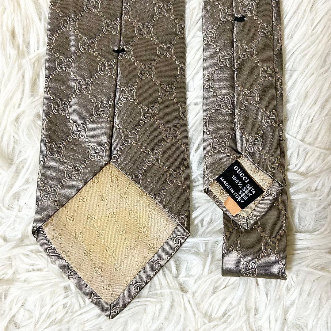 【美品】グッチ GG 総柄 シルク 100% ネクタイ 【クリーニング済】
