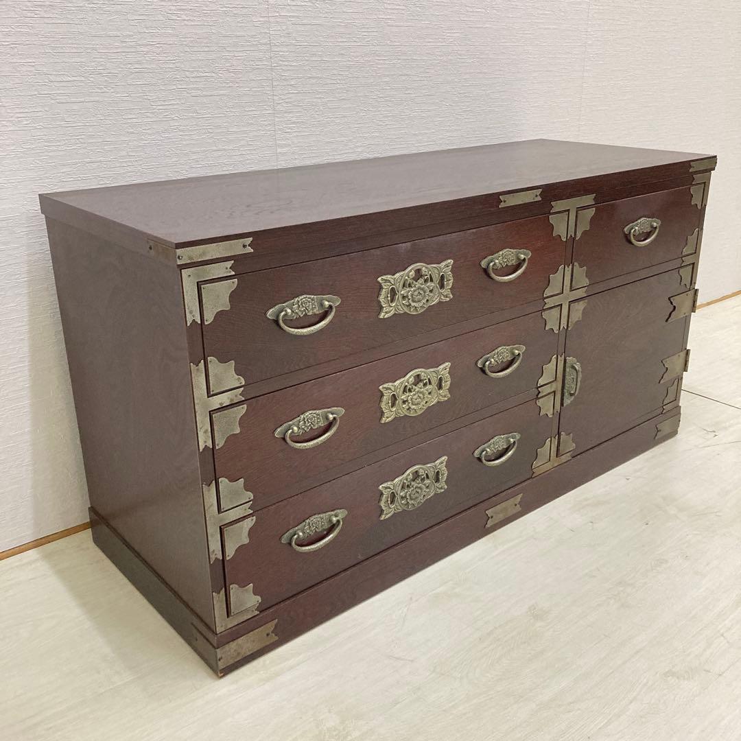 民芸調　4段チェスト　箪笥　タンス　ミドルチェスト　古民家　時代風