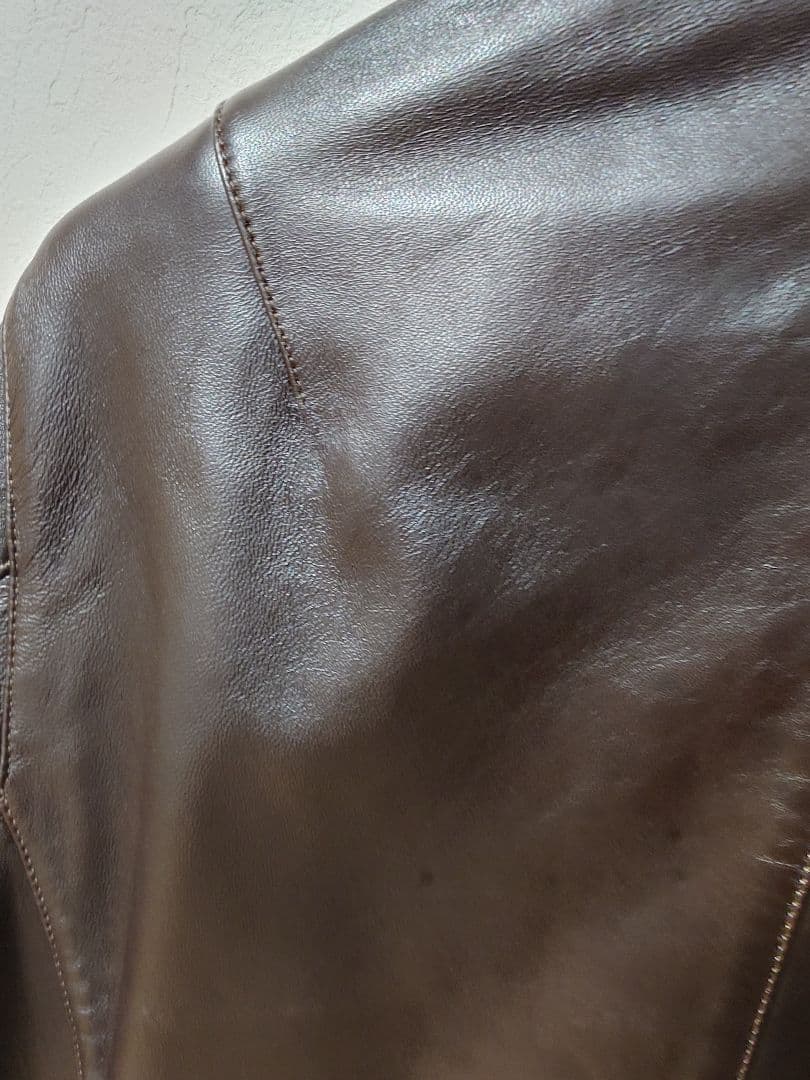 ダークブラウン、シングルレザーライダースジャケット