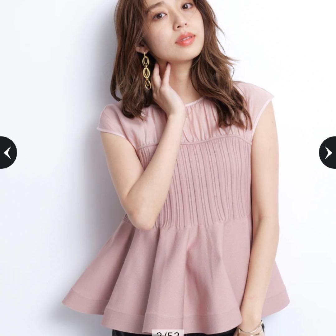 ジャスグリッティー フレンチブラウスレイヤードニット シアーブラウス ペプラム