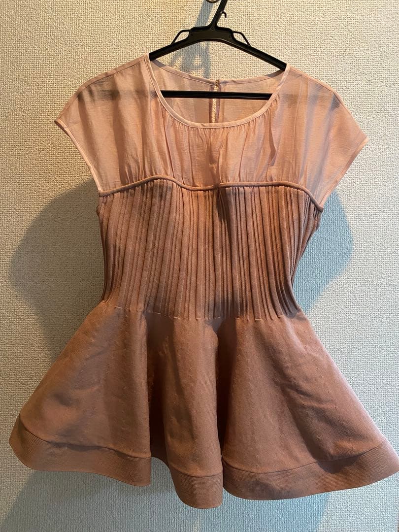 ジャスグリッティー フレンチブラウスレイヤードニット シアーブラウス ペプラム