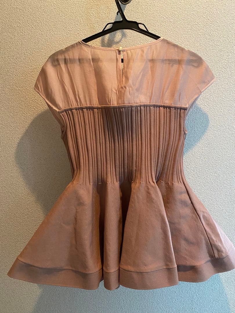 ジャスグリッティー フレンチブラウスレイヤードニット シアーブラウス ペプラム