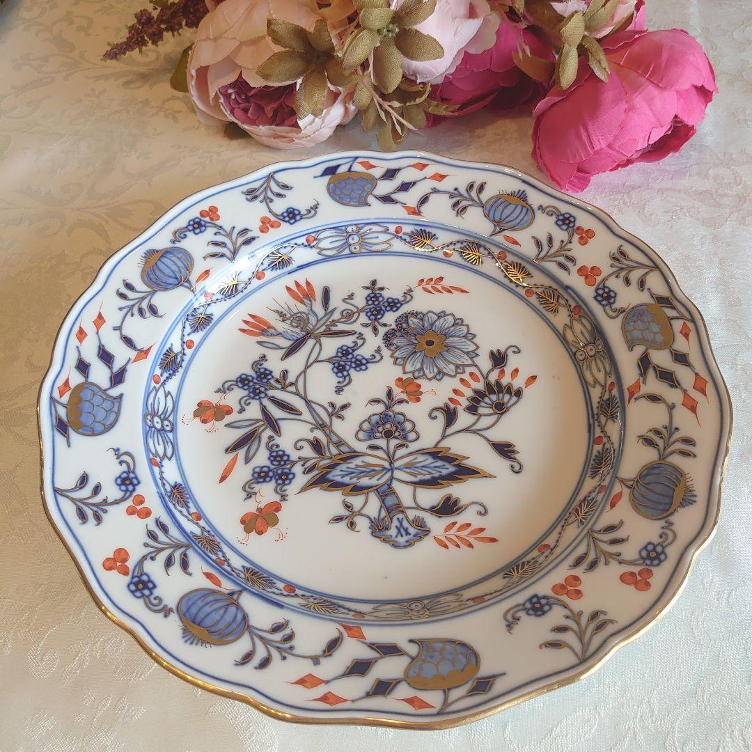 マイセン　朱金オニオン　大皿　25cm　2級品