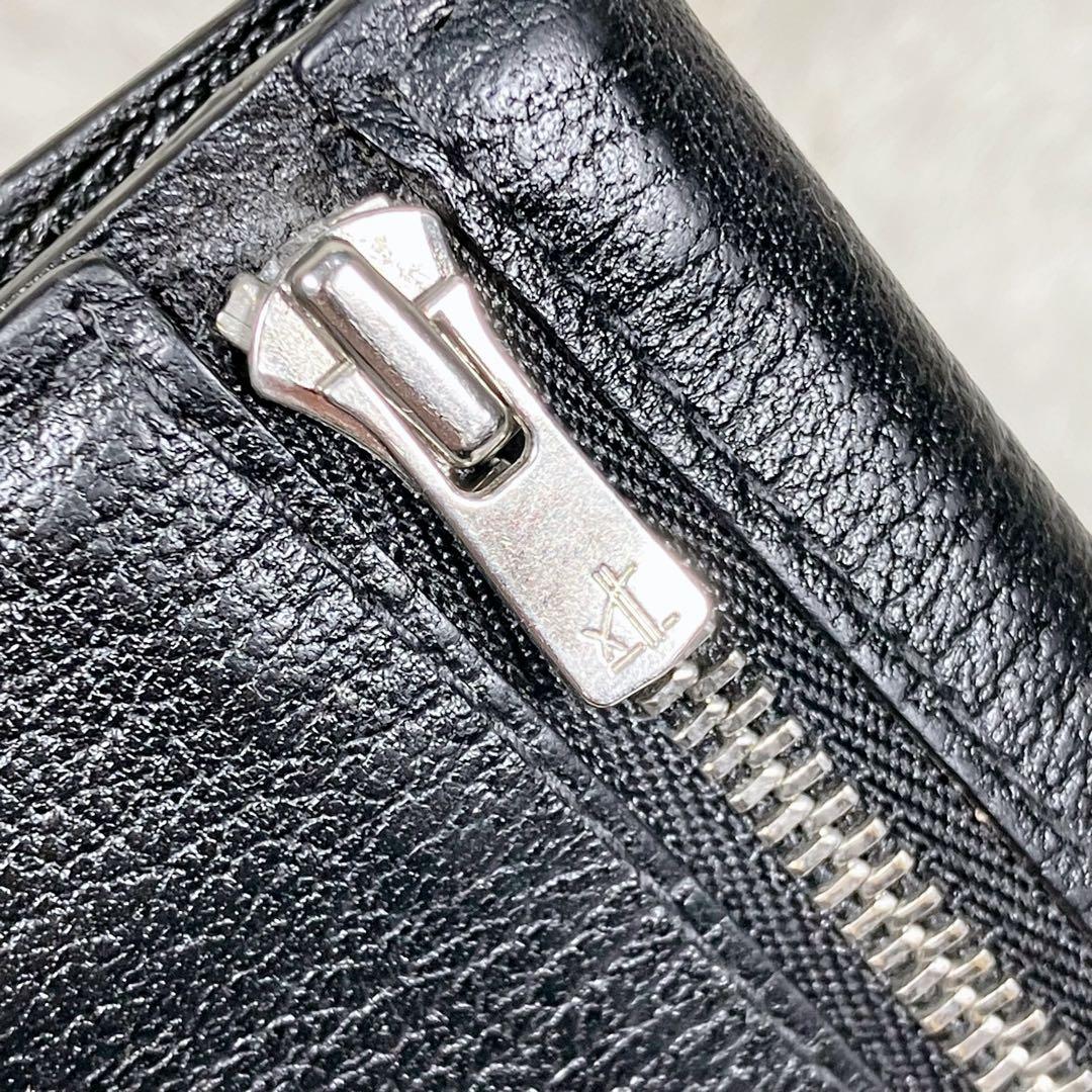 （美品）ラルコバレーノ　スマートミニウォレット　　レザー　ブラックxイエロー