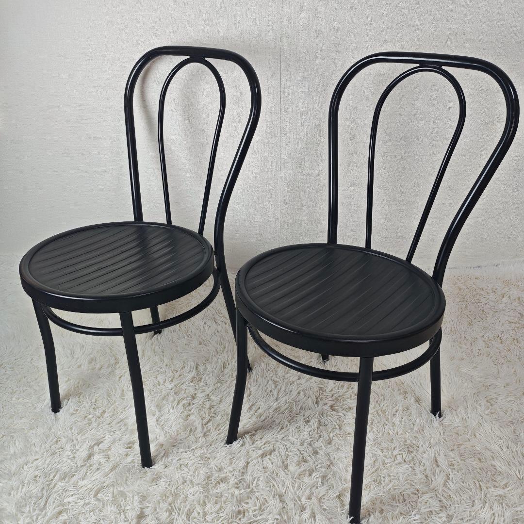 【CASABLANCA】 黒 デザイナーズチェア　アイアンフレーム　2脚セット