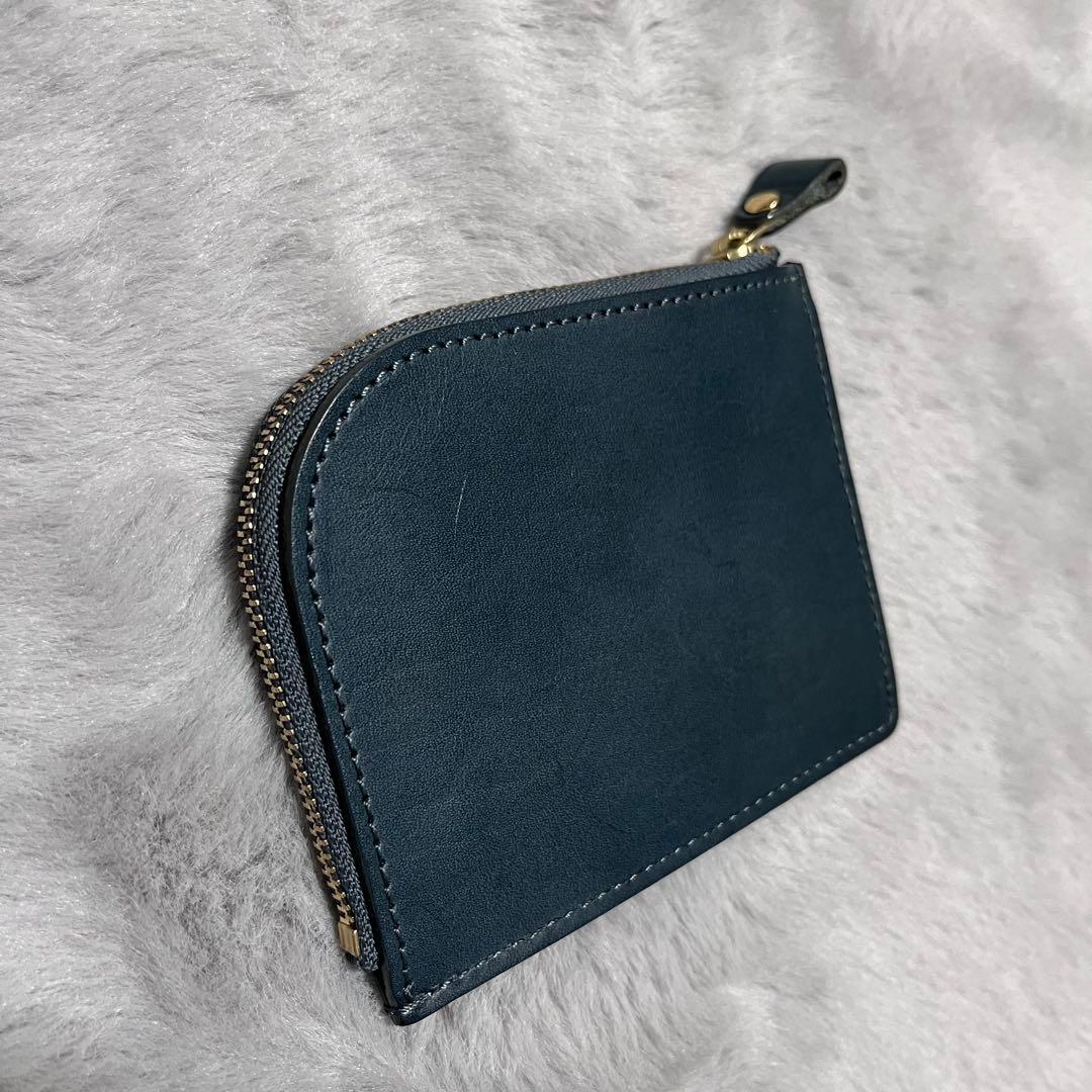 土屋鞄　ナチューラ Lファスナー　財布　ブルーグリーン