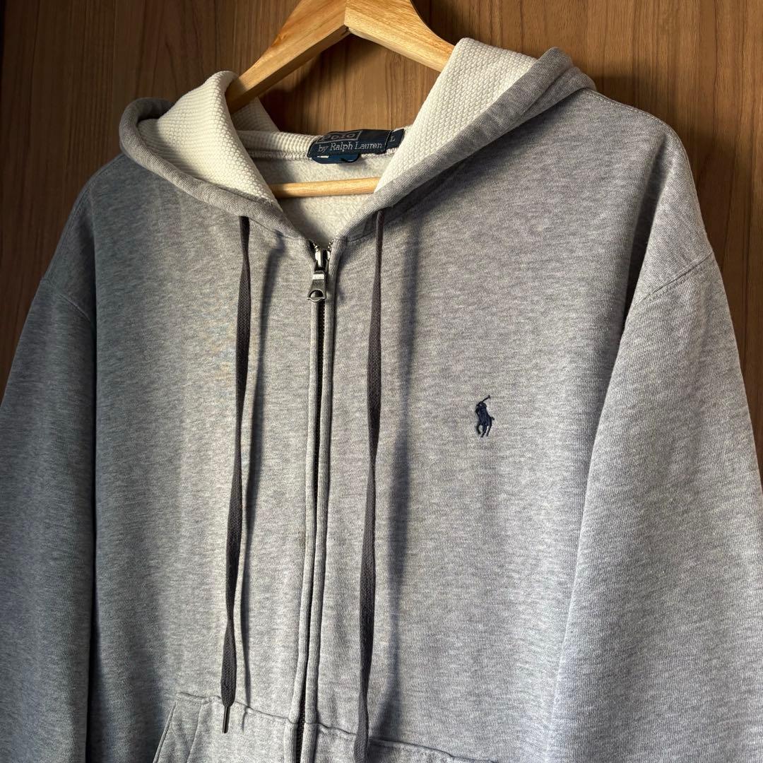 【USA製】 90s Ralph Lauren ジップパーカー サーマル L