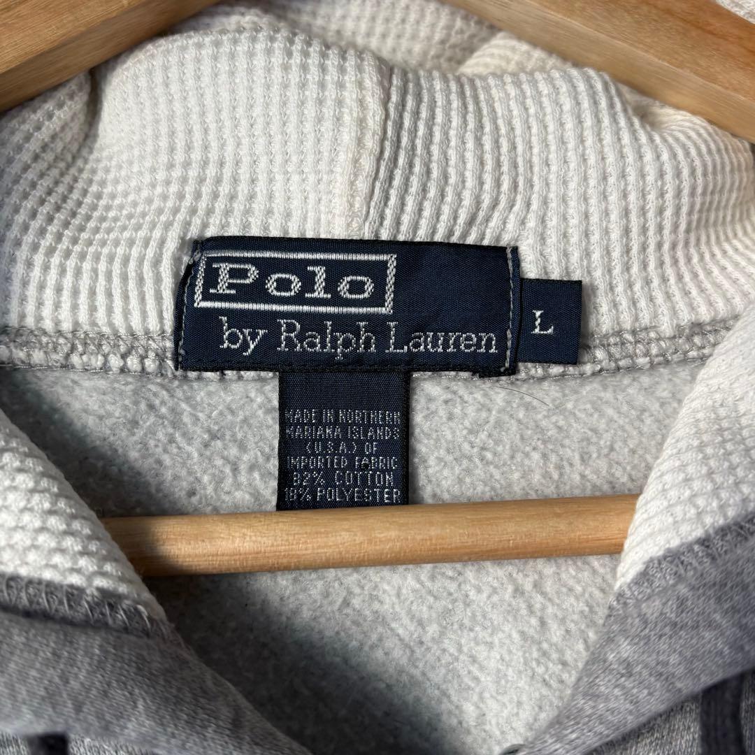 【USA製】 90s Ralph Lauren ジップパーカー サーマル L