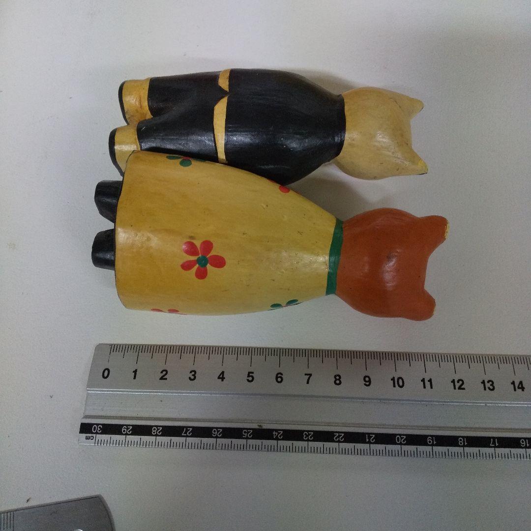 木彫り 猫 木製 置物