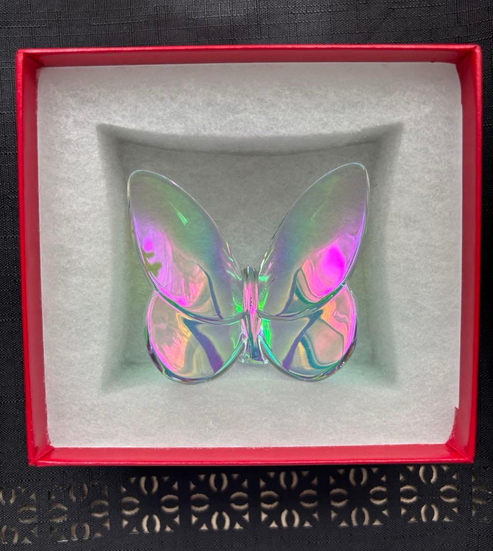 Baccarat 蝶のクリスタル置物 虹色