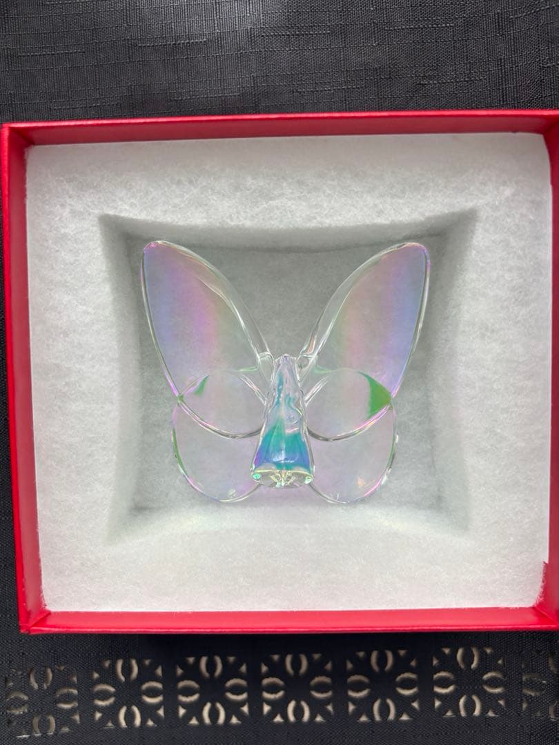 Baccarat 蝶のクリスタル置物 虹色