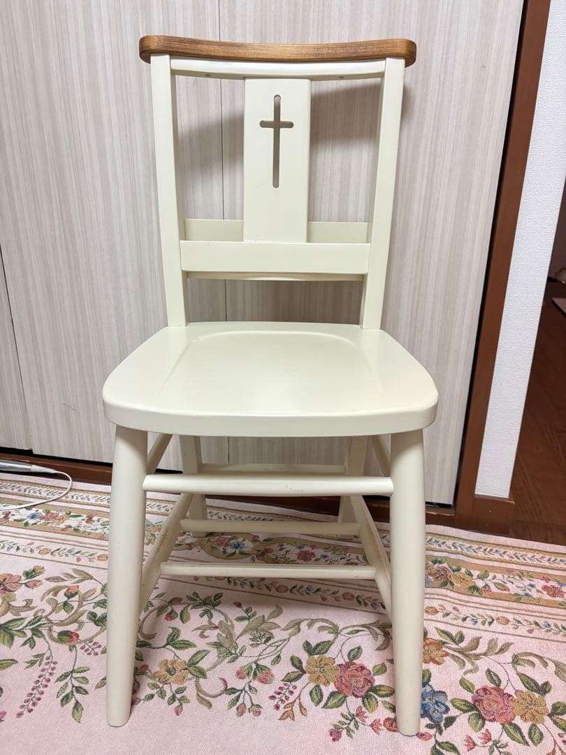 シャビーシック　チャーチチェア　ヴィンテージ 椅子　チェア　白家具