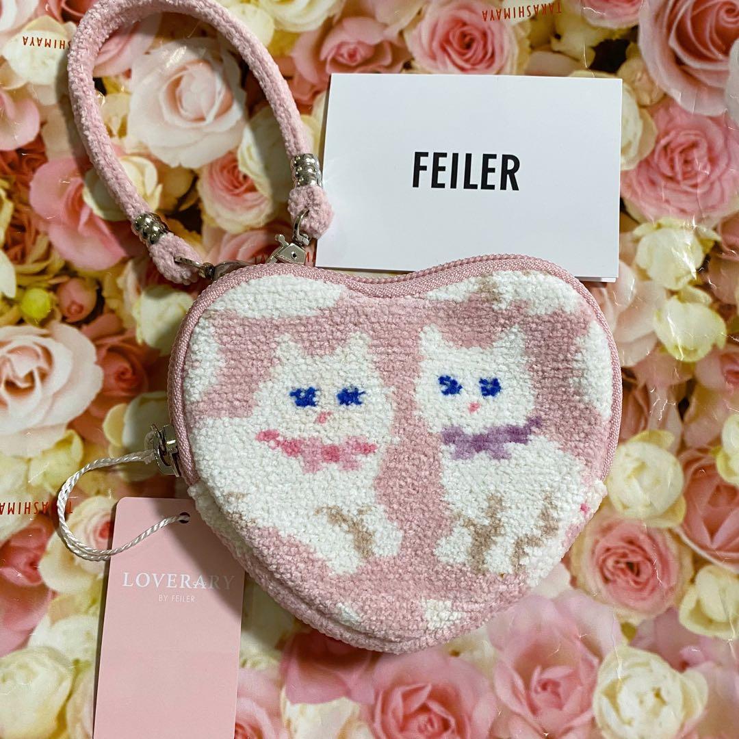 フェイラー　モフモフネコチャン　ハート型ポーチ　新品