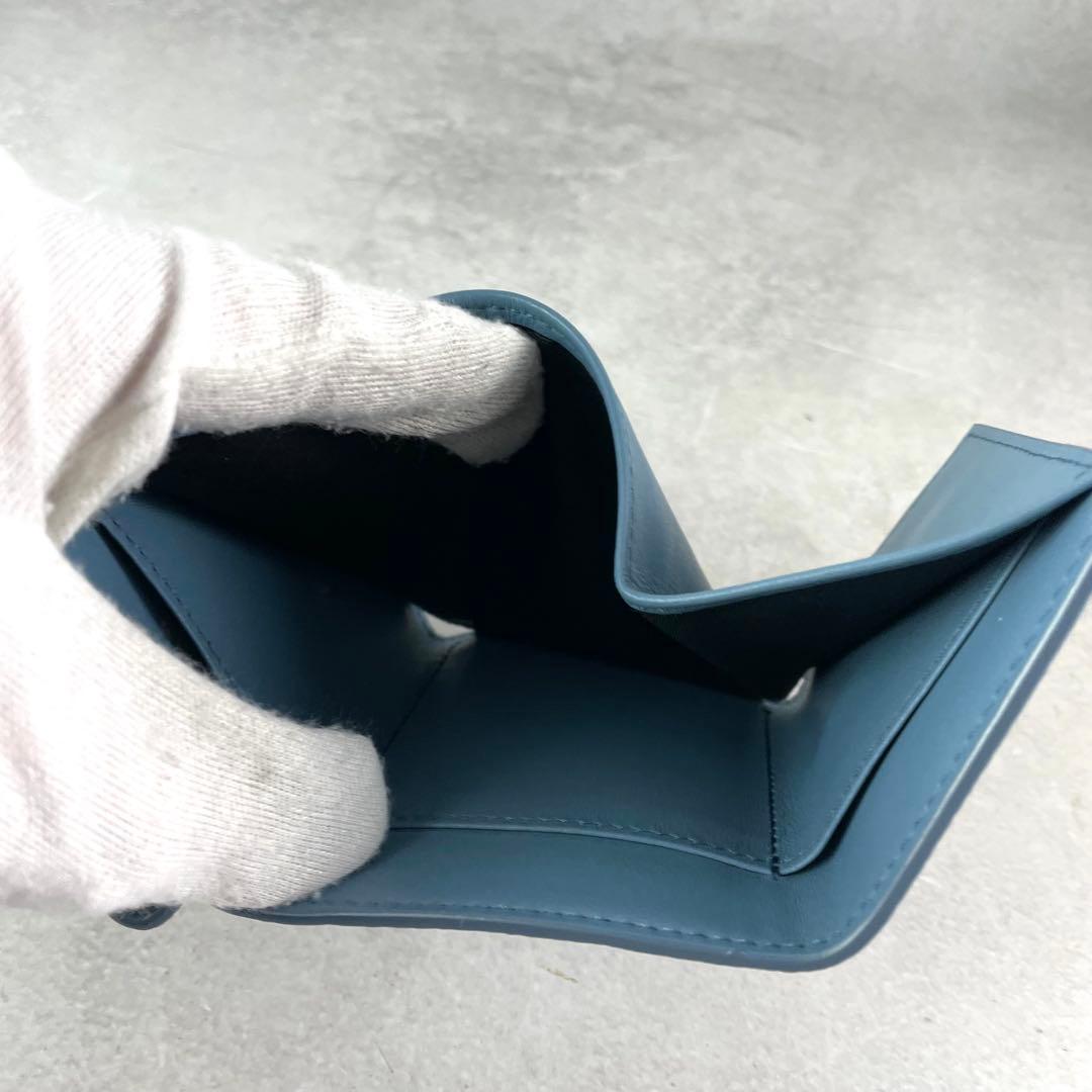 極美品✨ ディオール×ステューシー コラボ 折財布 レザー 小銭入れ ブルー