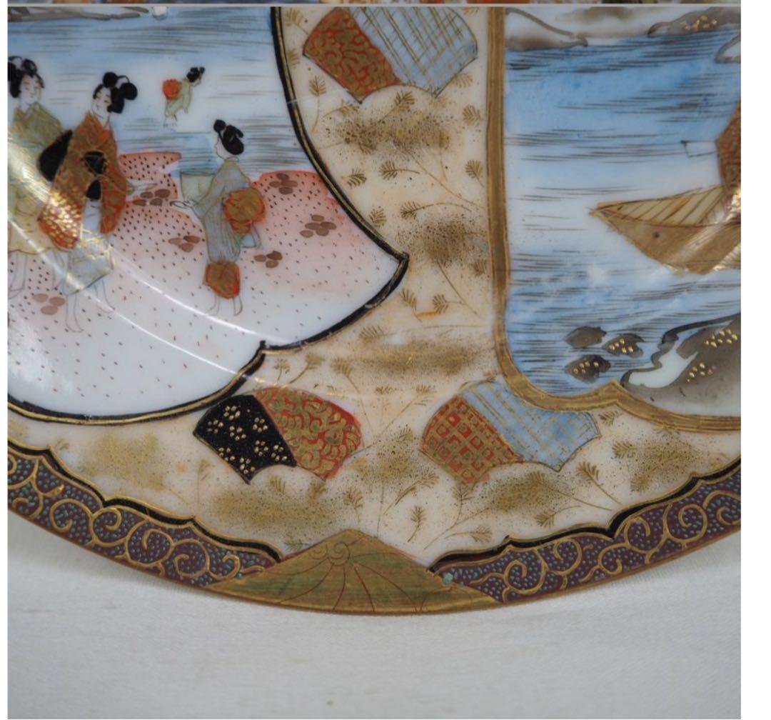 送料無料　明治時代　加賀国奥？製　九谷焼細密絵皿　径18ｃｍ