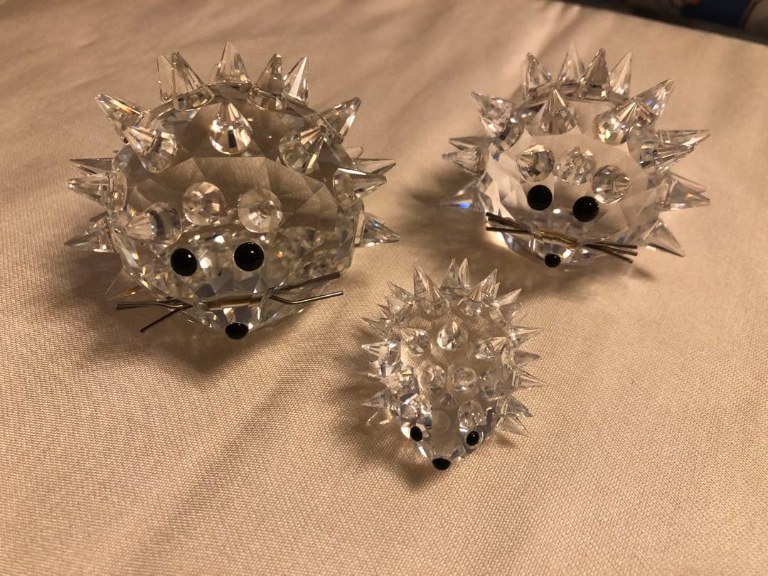 スワロフスキー　ハリネズミ置物 3点セット