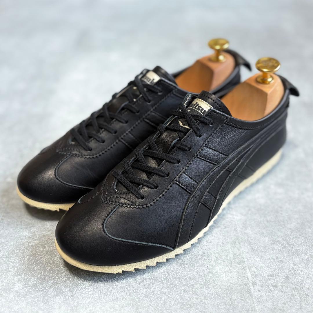 【未使用品級】オニツカタイガー メキシコ66 レザースニーカー 24cm 黒