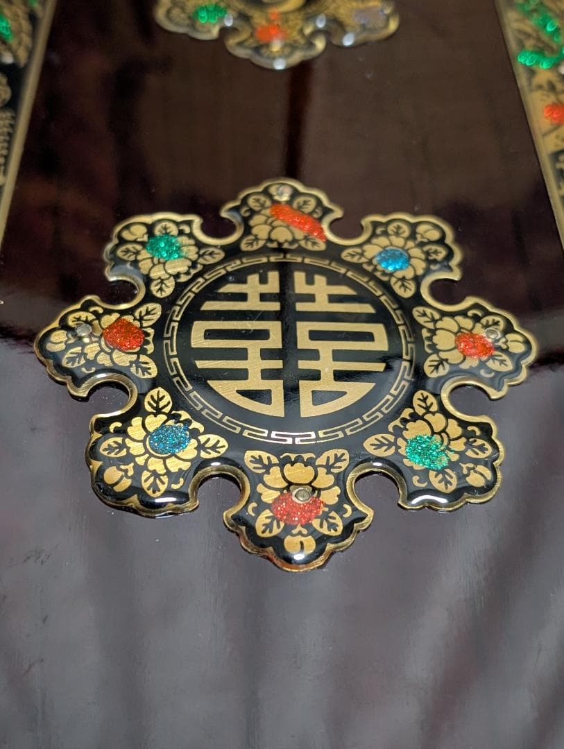 漆　小物入れ　宝石箱　ジュエリーボックス　鏡付　アンティーク　アジアン