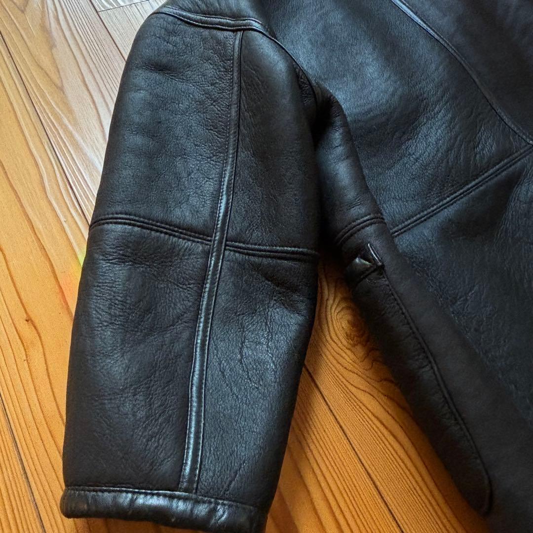 ニコルクラブ リアルムートン ブラックレザーコート ビンテージ 80s 90s