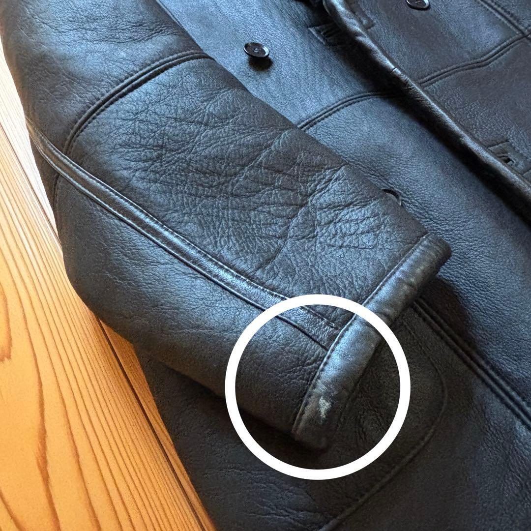 ニコルクラブ リアルムートン ブラックレザーコート ビンテージ 80s 90s