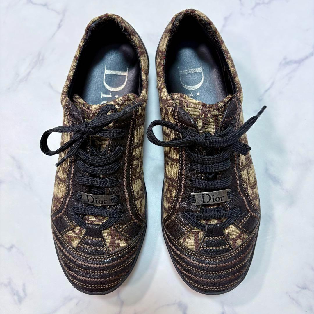 美品 Dior オブリーク柄 モノグラム ローカットスニーカー 37 24cm