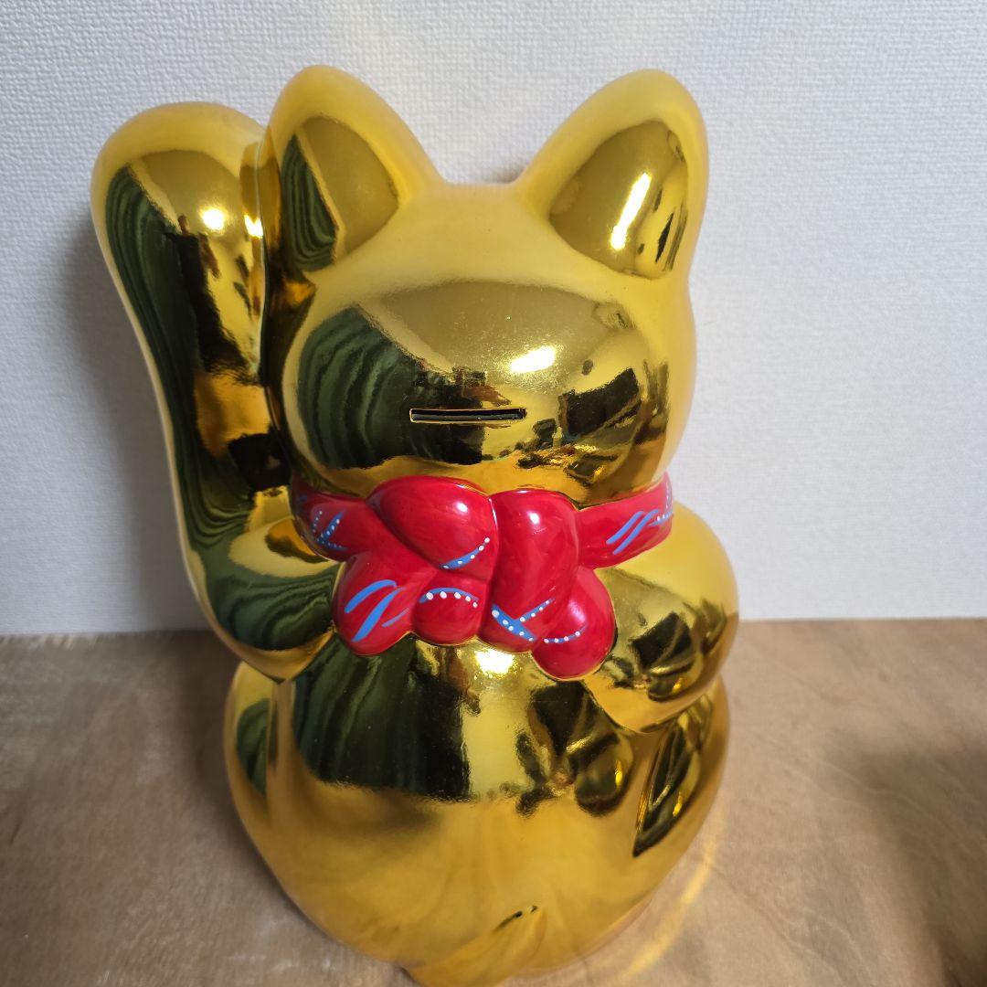 招き猫 陶器製 13号 金