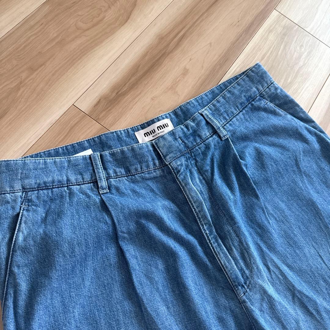 miumiu ミュウミュウ 2023 シャンブレーデニムパンツ ブルー