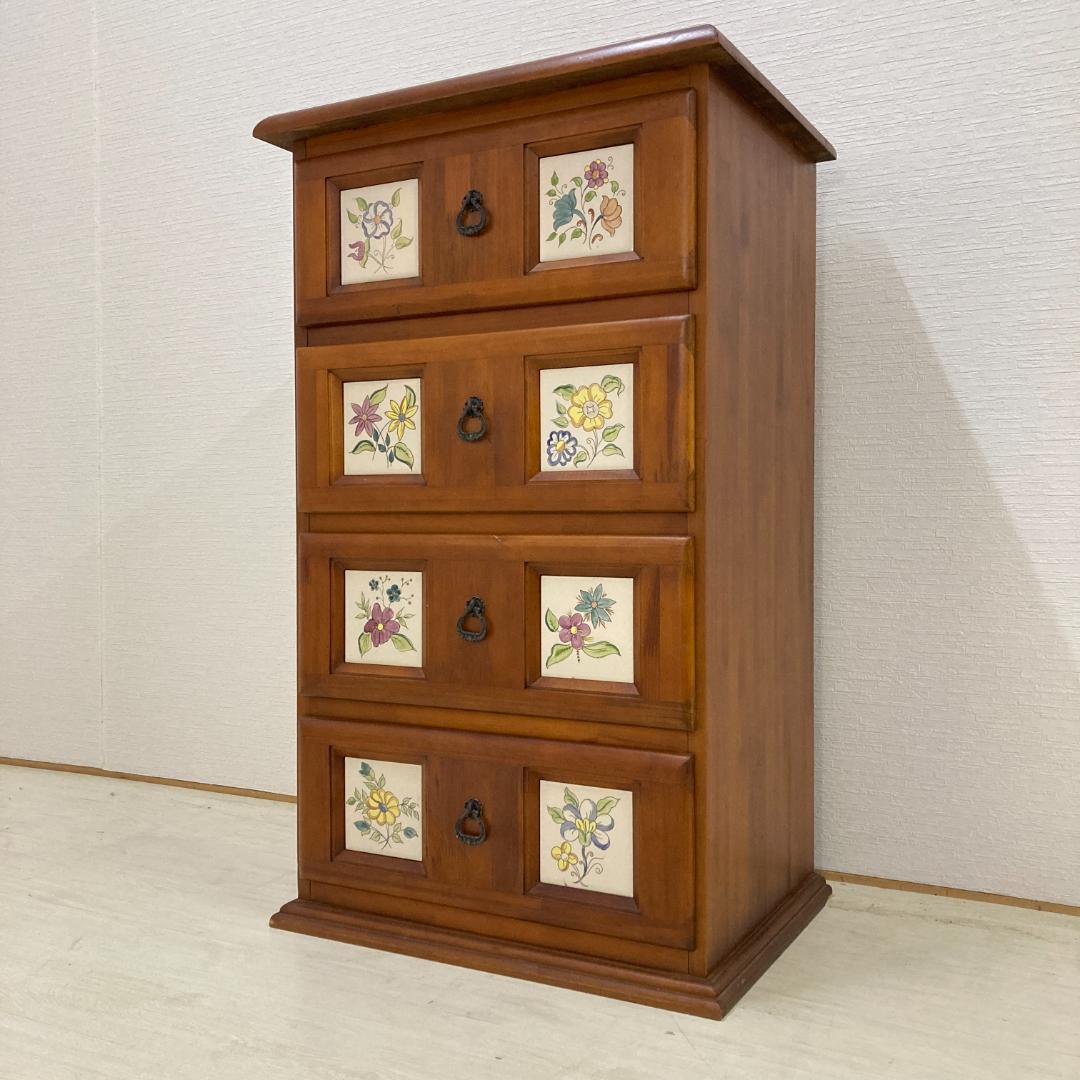 スペイン バレンシア　カントリー　４段チェスト　収納　タイル