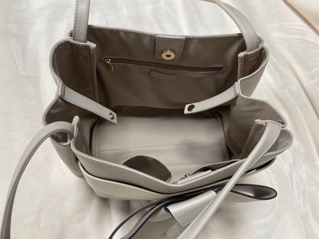 RANDA 【A4対応】リボントートバッグ ベージュ