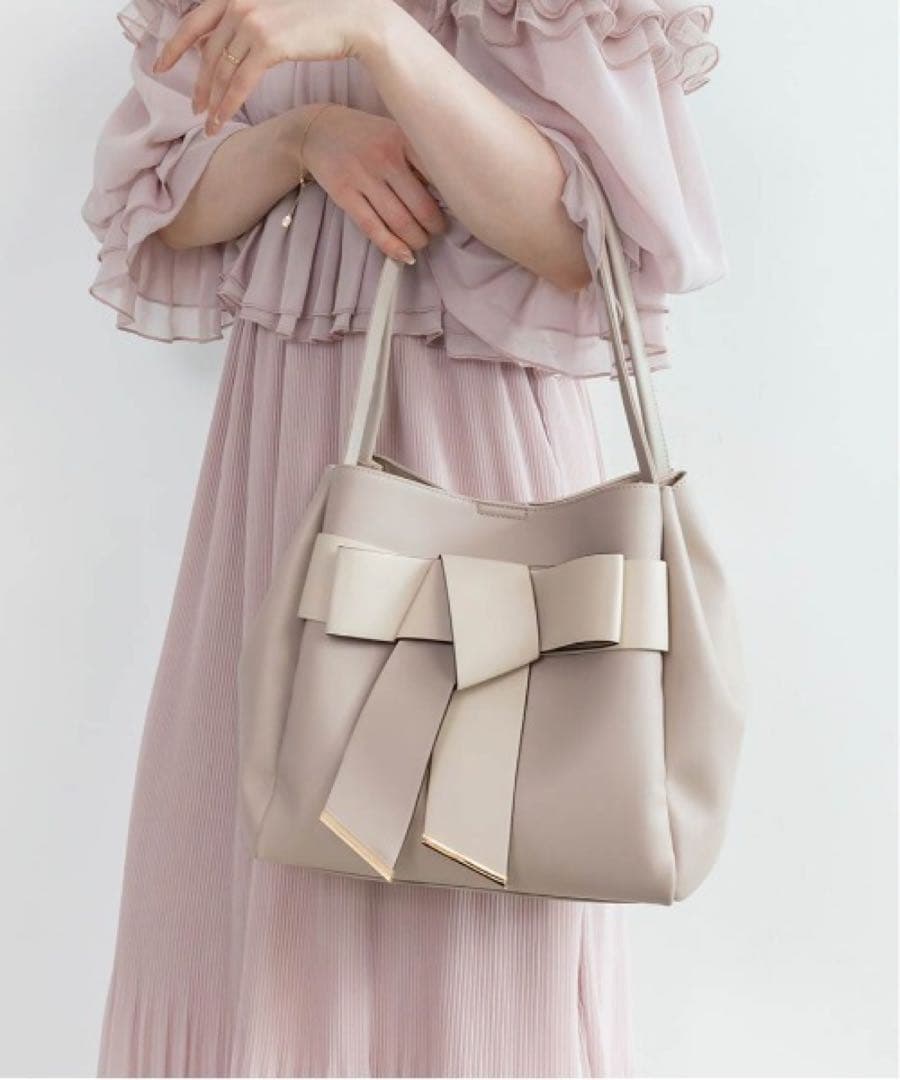 RANDA 【A4対応】リボントートバッグ ベージュ