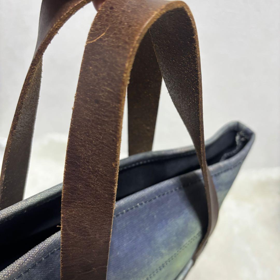 希少 DIESEL トートバッグ 変形 レザー デニム A4OK 青