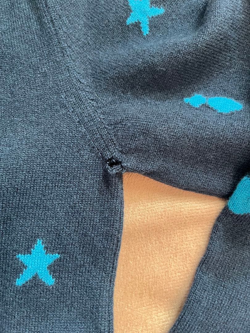 HERMES ネイビー 刺繍セーター（難あり）