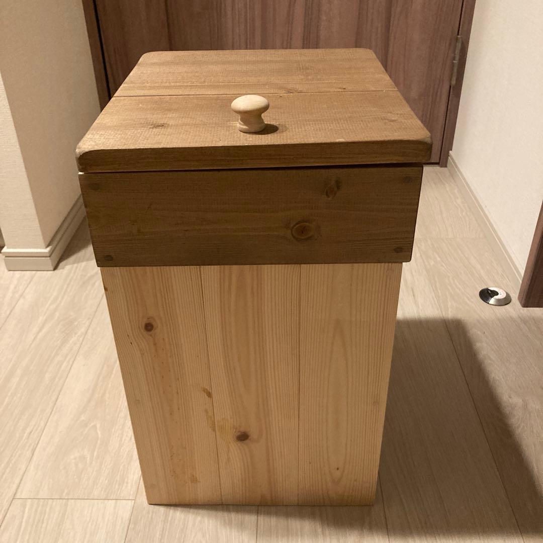 木製　蓋付き　ごみ箱