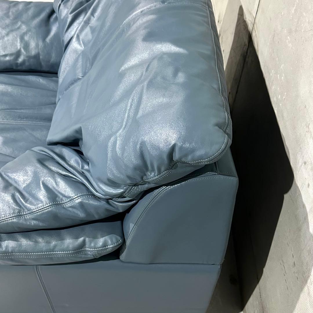 maruni／マルニ 本革1人掛ソファ｜ブルーグレー｜本革＆ボリュームクッション